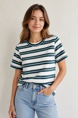 4TH Reckless Striped Short Sleeve Terry Shirt M